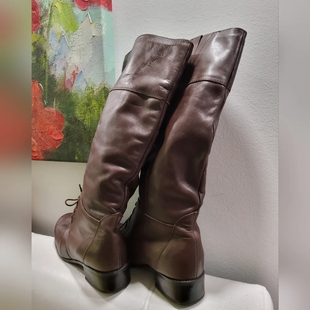 Blondo Brown Leather Lace-Up Riding Boots Size 8,5